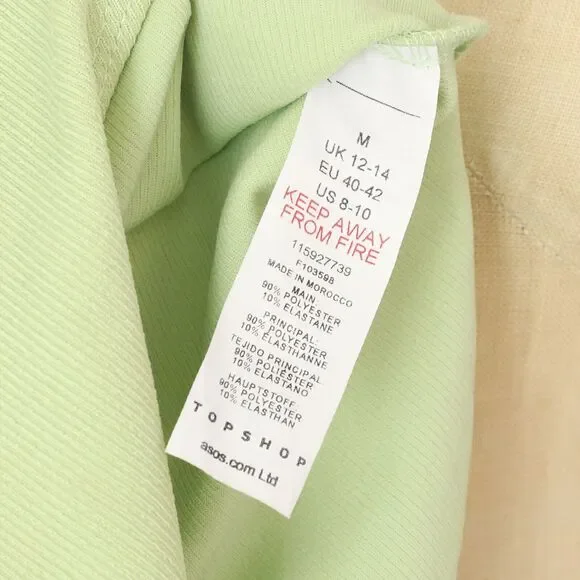 TOPSHOP O-ring Cutout Long Sleeve Bodysuit US 8-10 (UK M) Light Green NEW B21 - Picture 6 of 6